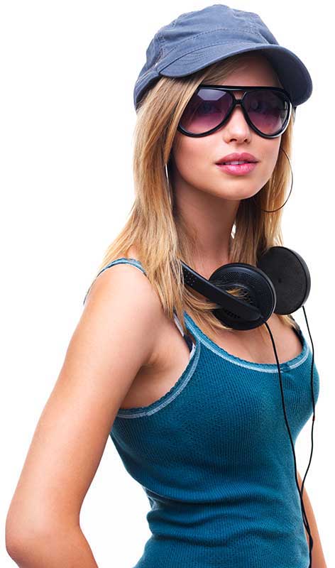 young woman headphones